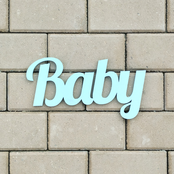 Деревянное слово Baby (30 см) (бирюзовый)