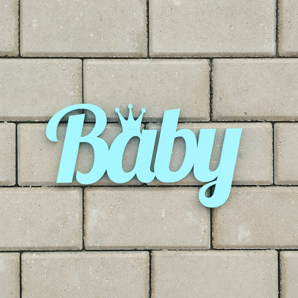 Деревянное слово Baby (30 см) (голубой)