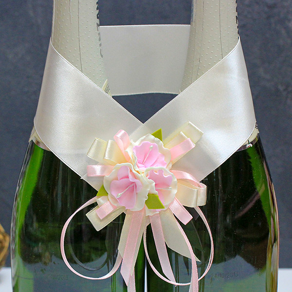 Украшение для шампанского Ника (айвори/розовый)