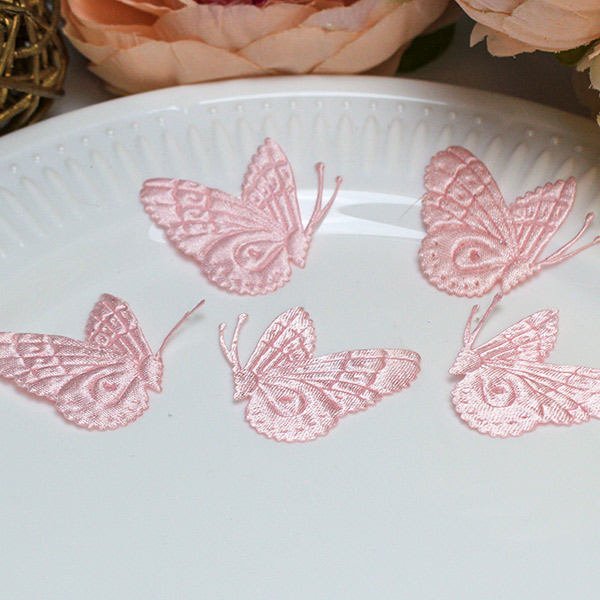 Тканевая бабочка для декора (розовый) (4 см)