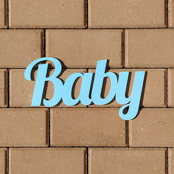 Деревянное слово Baby (30 см) (голубой)