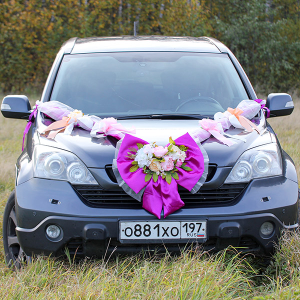Набор свадебных украшений на машину Винтажная роскошь (фуксия)
