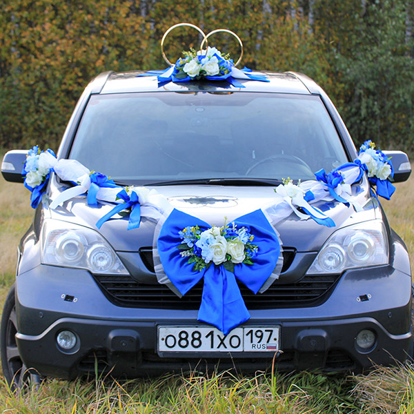 Набор свадебных украшений на машину Винтажная роскошь (синий)