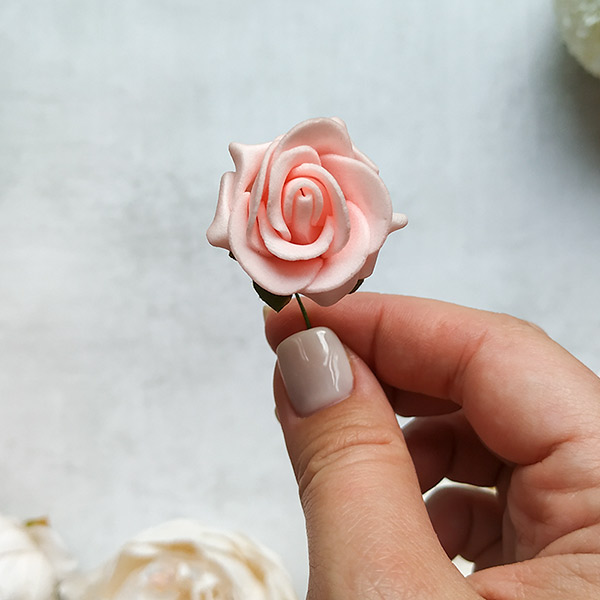 Цветок латексный "Розочка" (1 шт, 2.5 см)(розовый)