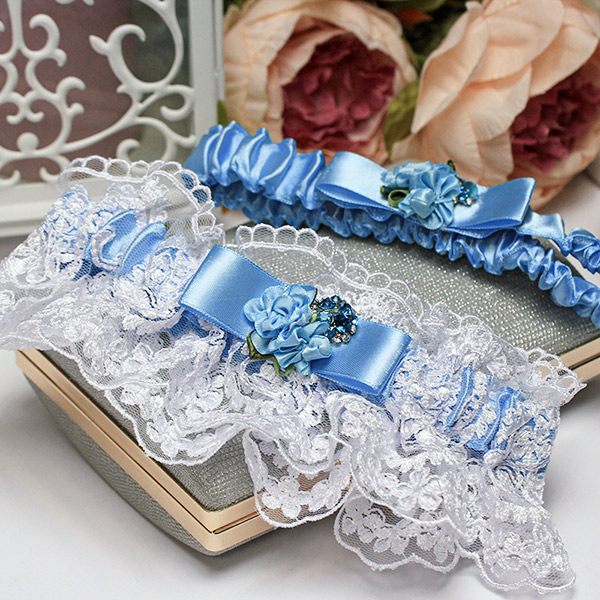 Комплект подвязок для невесты "Голубая лагуна" (2 шт)(голубой)