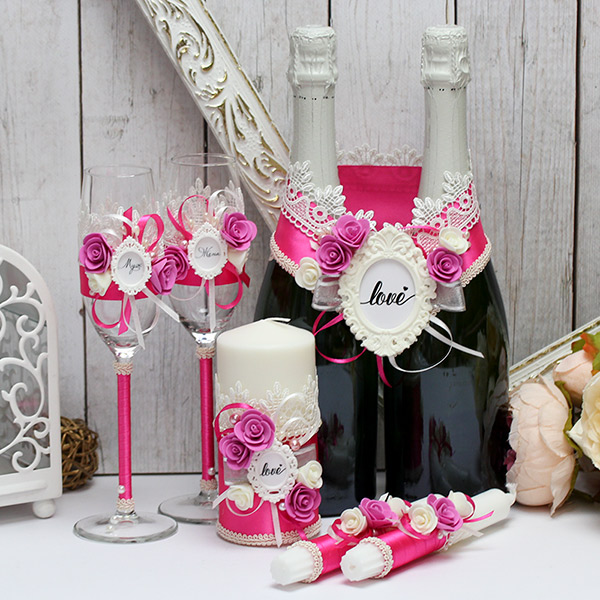Комплект свадебных аксессуаров Летний вечер (розовый)