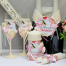 Комплект аксессуаров для свадьбы "Акварельные цветы"