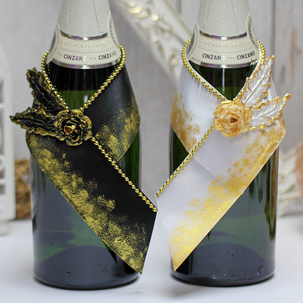 Декор на свадебное шампанское "Гэтсби" (2 шт)