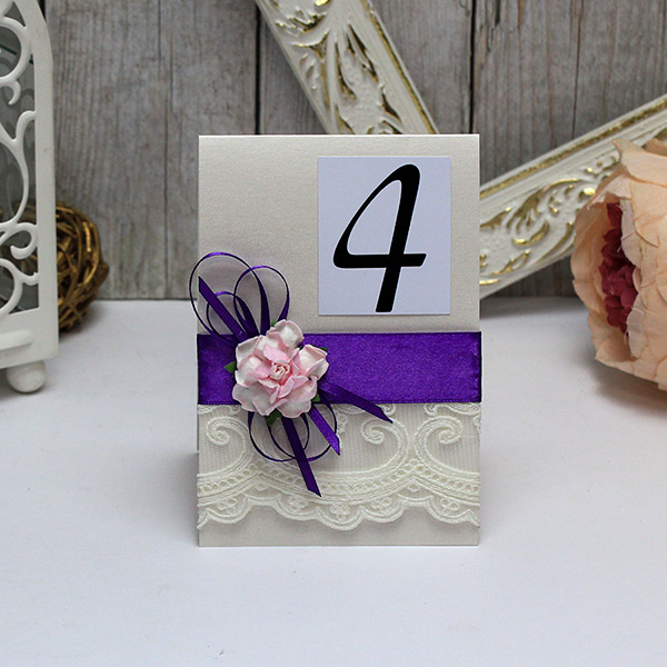 Карточка с номером стола Таинственный сад (фиолетовый)