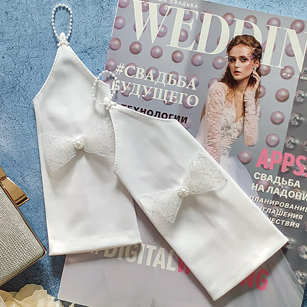 Свадебные перчатки для невесты "Блистательный бант" (белый)