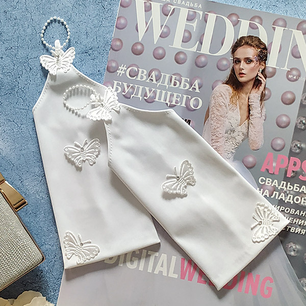 Свадебные перчатки для невесты "Радость бабочек" (белый)
