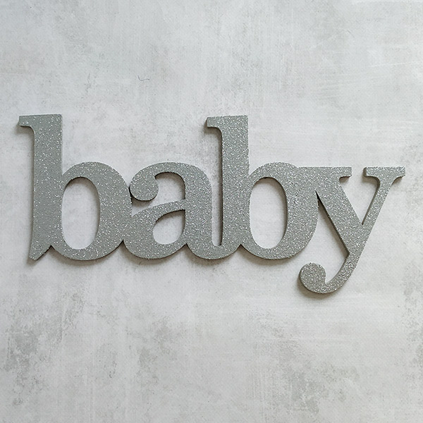 Слово для фотосессии и декора "Baby" (серебряный с блестками)