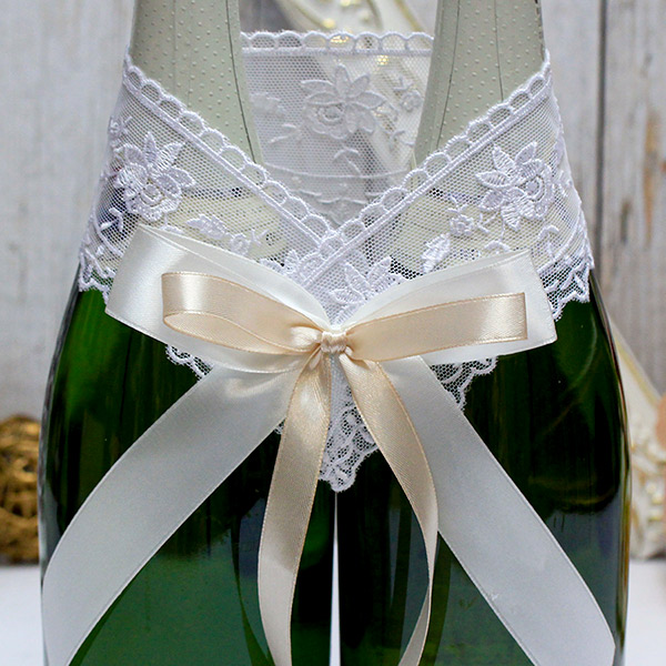 Декоративное украшение для шампанского Бантик-new (айвори)