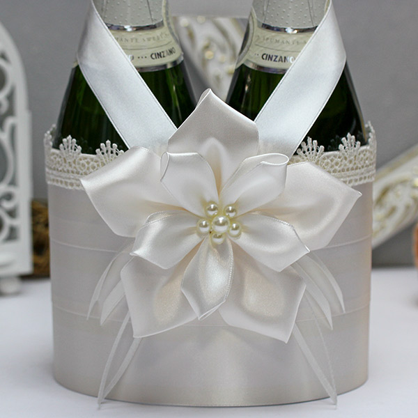 Декоративный чехол для шампанского Нежные цветы NEW (айвори)
