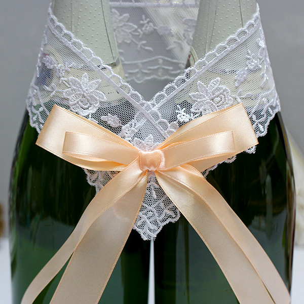 Декоративное украшение для шампанского Бантик-new (персиковый)