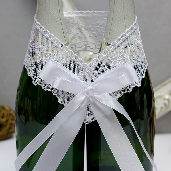 Декоративное украшение для шампанского Бантик-new (белый)