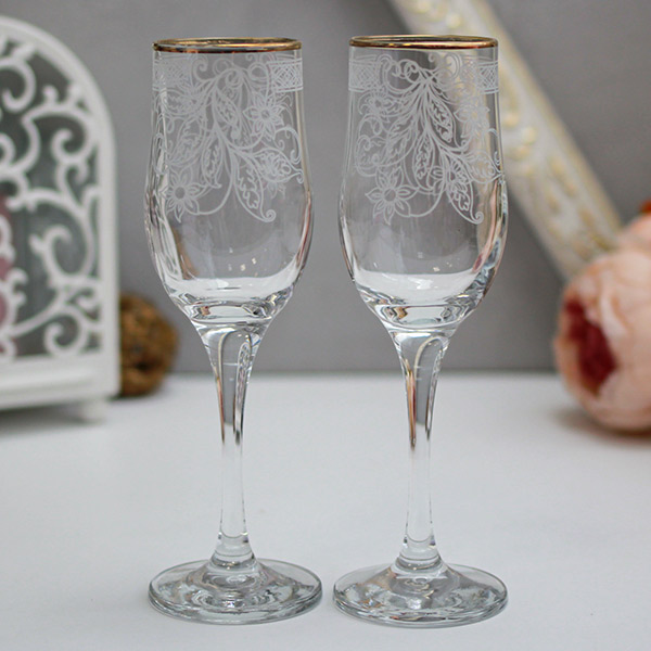 Свадебные бокалы для шампанского "Цветочный орнамент" (2 шт)