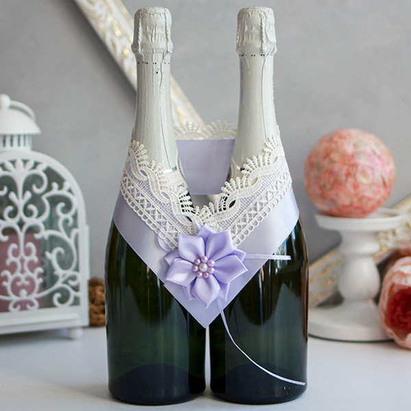 Украшение для шампанского Нежные цветы #2 (сиреневый)