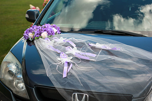 Свадебное украшение на капот машины  "Прекрасные бабочки"