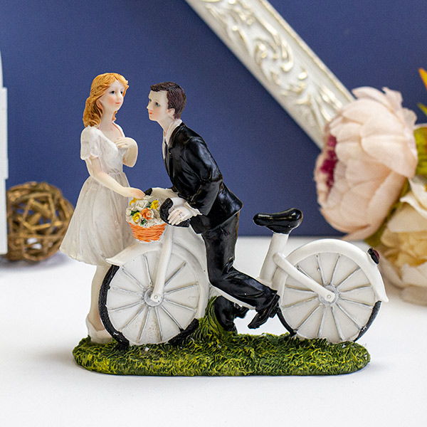 Свадебная фигурка для торта "Молодожены на велосипеде" (без фаты)