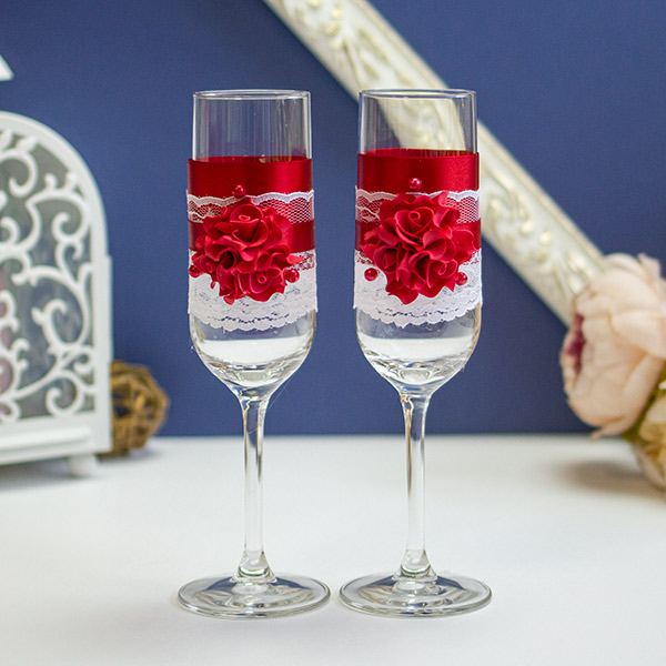 Свадебные бокалы Изысканные розы (2 шт) (красный)