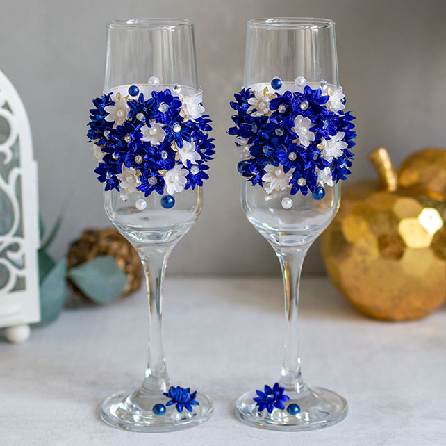 Свадебные бокалы "Соцветие" (2 шт) (синий)