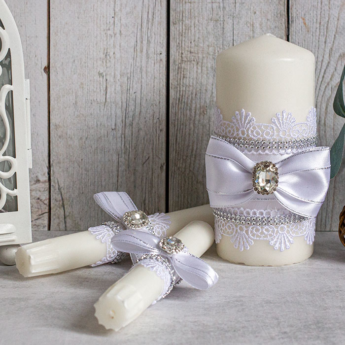 Свадебные свечи для молодоженов "Сияние любви" (без подсвечников) (белый)