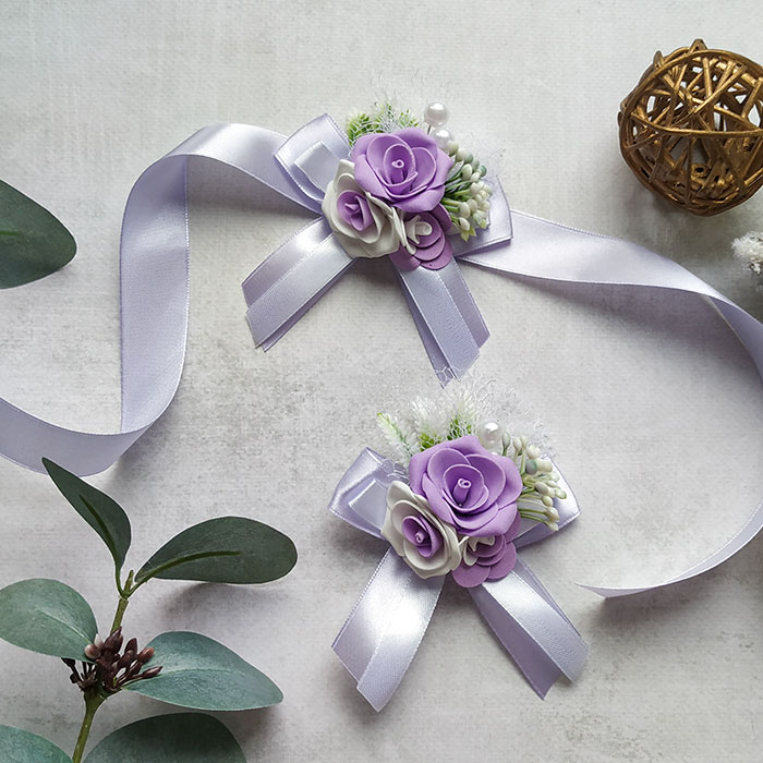 Комплект свадебных аксессуаров для свидетелей "Сиреневые цветы" (2 шт)