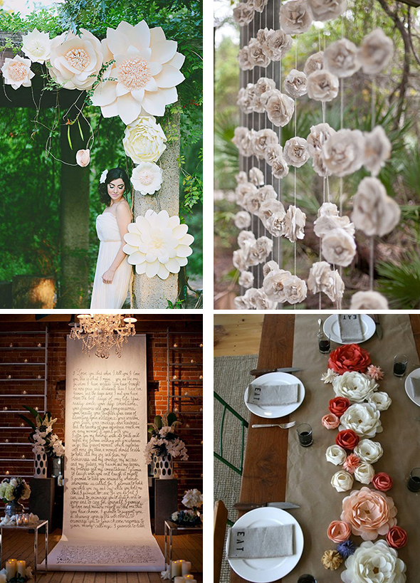 Красивые украшения на свадьбу, сделанные из бумаги