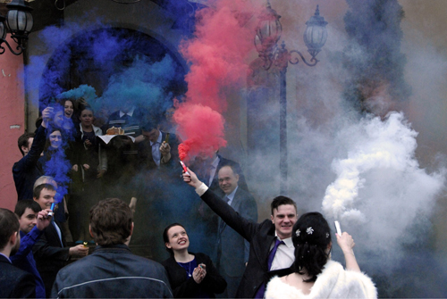 Цветной дым на свадьбу